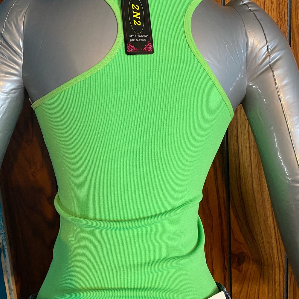 Green Racer Back Tank - Picture 2 of 2